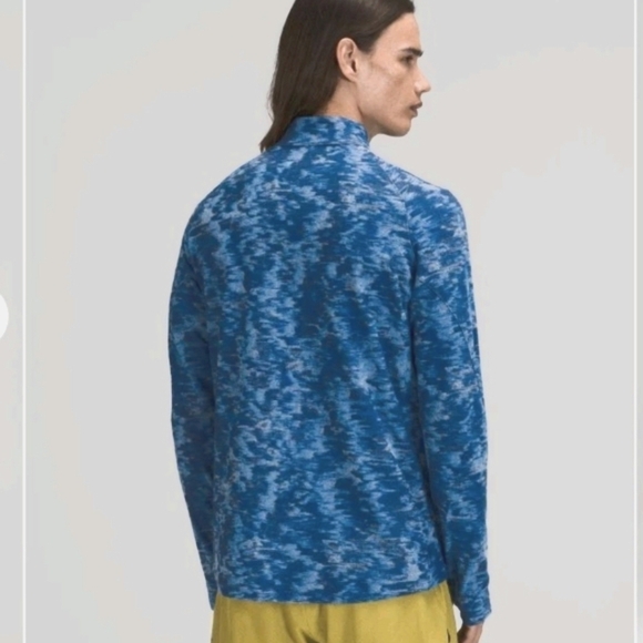 Lululemon Mens Blue Surge Warm 1/2 ZipData Rush Mini Jacquard Chambray Sweater - Picture 11 of 11
